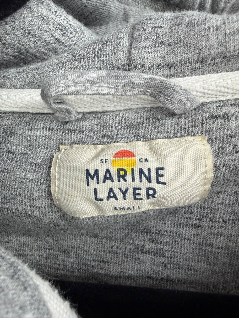 Marine Layer Full Zip Gray Hooded Sweatshirt Size Small Casual Basic - Picture 3 of 4